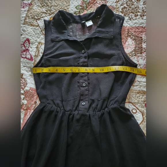 H&M DIVIDED Womens Collared Neck Button Down Sleeveless Black Dress Size 2 - Picture 7 of 10